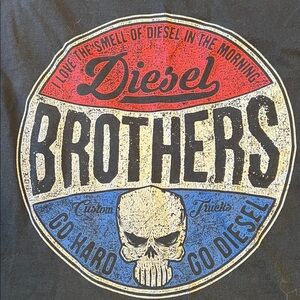 Discovery Diesel Brothers Black Tee with Red and Blue Graphic XL